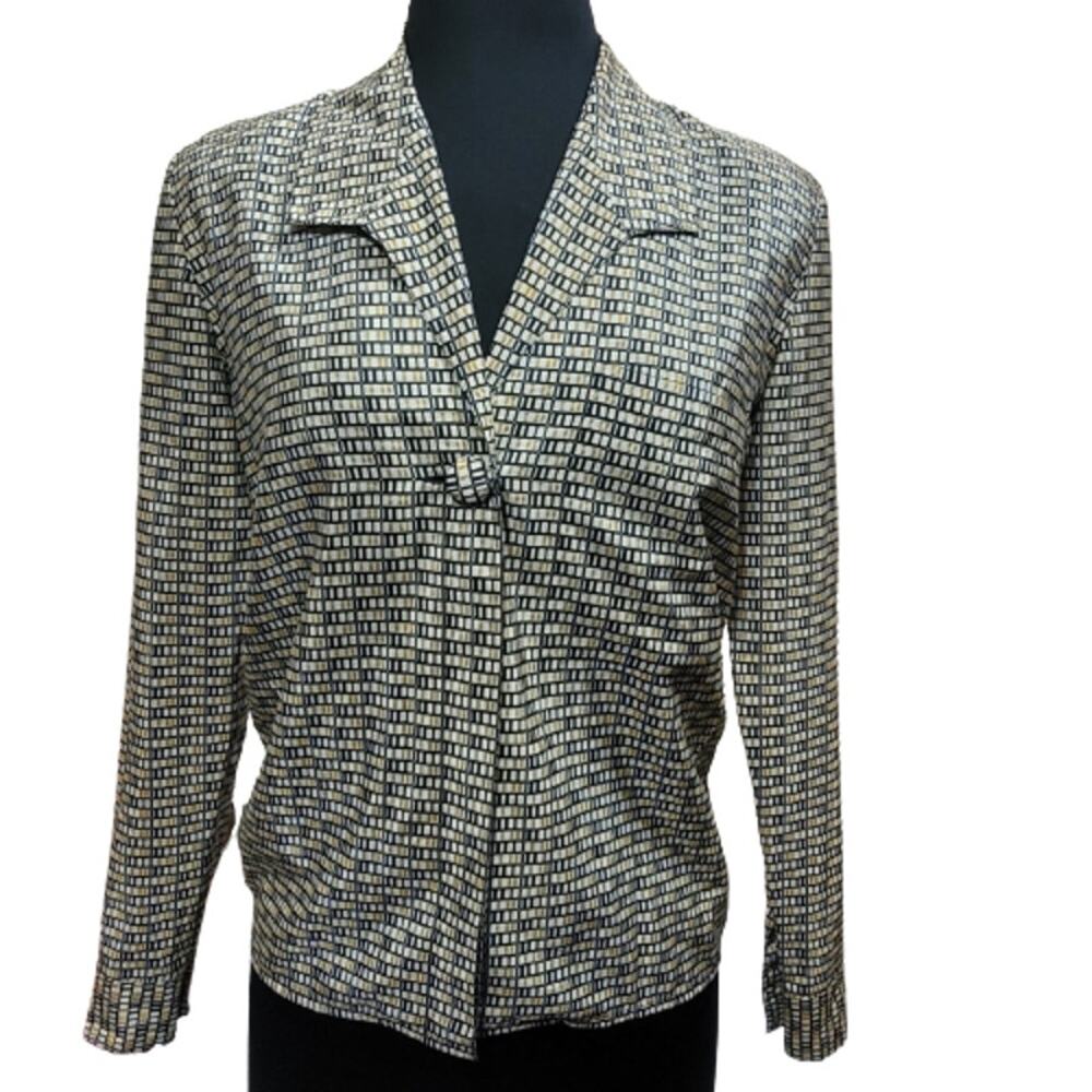 Yellow and Black Collared Blouse Size Small